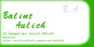 balint aulich business card