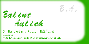 balint aulich business card